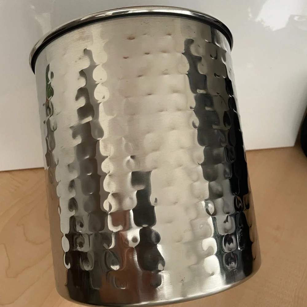 NWT Dog Treat Stainless Steel & Wood Cover Canister